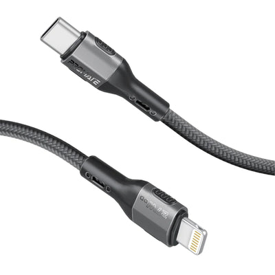 Promate FLETCHLINK-CI-BK - 1.2m 27W PD USB-C to Lightning Tough-Built Cable. Supports up to 480Mbps Slim