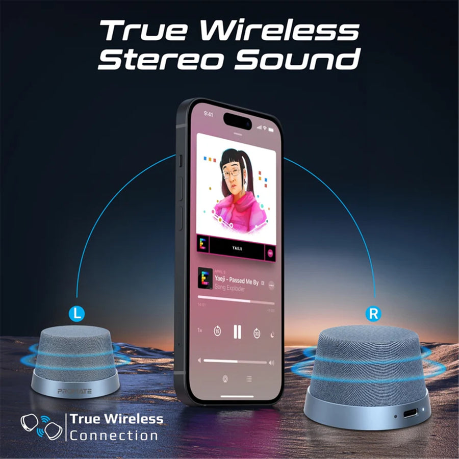 Promate   3W Mini Bluetooth Speaker with Magsafe Compatible Base - Blue