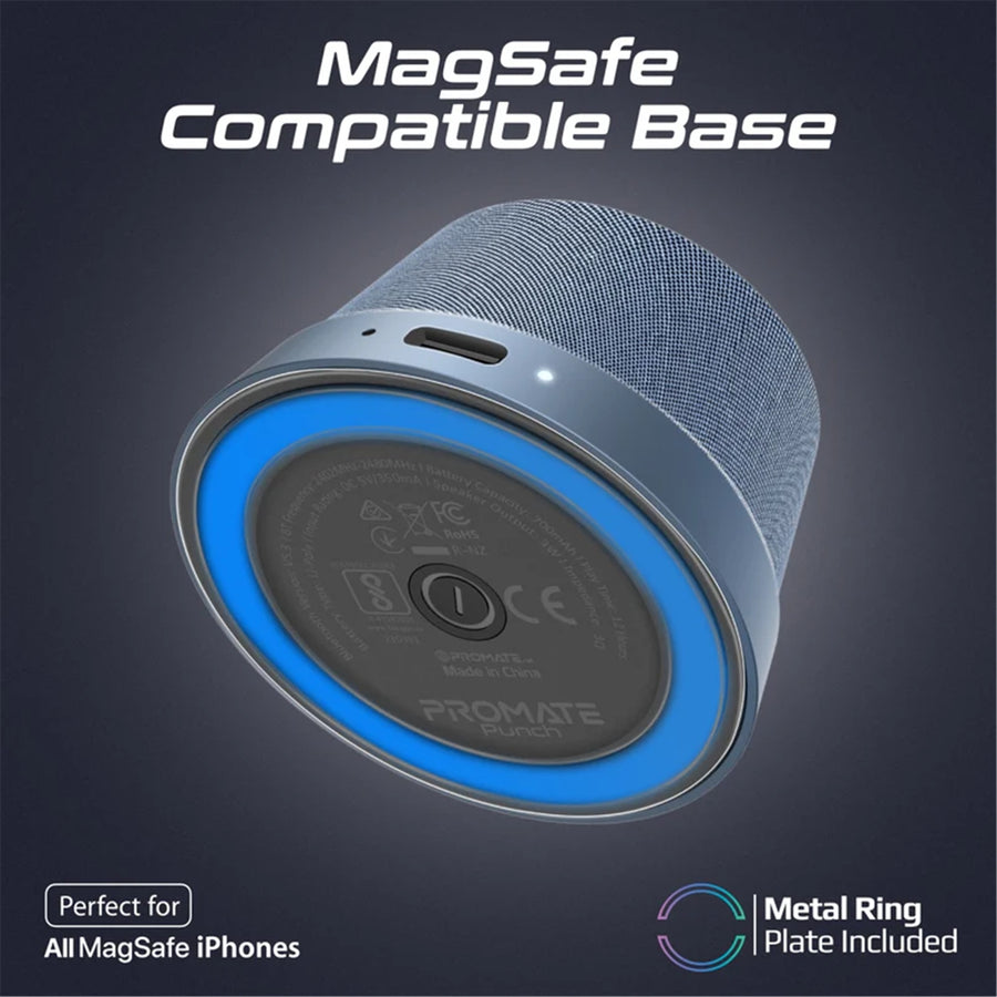 Promate   3W Mini Bluetooth Speaker with Magsafe Compatible Base - Blue