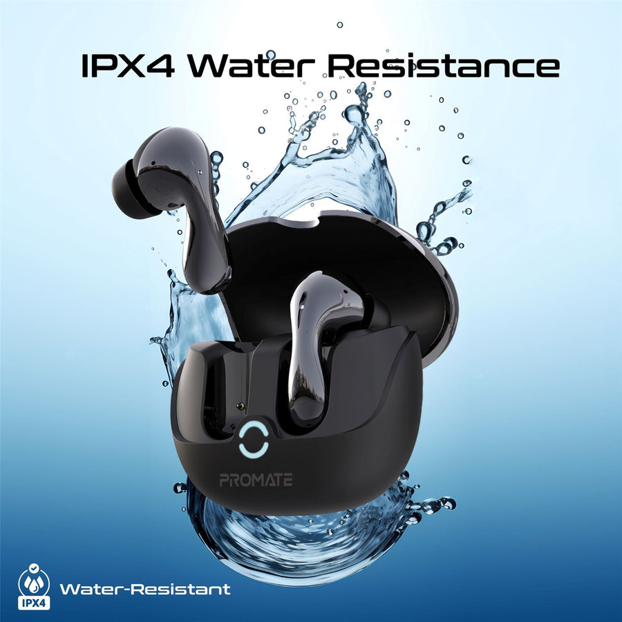 Promate BATON-BLK - In-Ear HD Bluetooth Earbud Hybrid ANC TWS w/ Intellitouch Includes 500mAh Recharging
