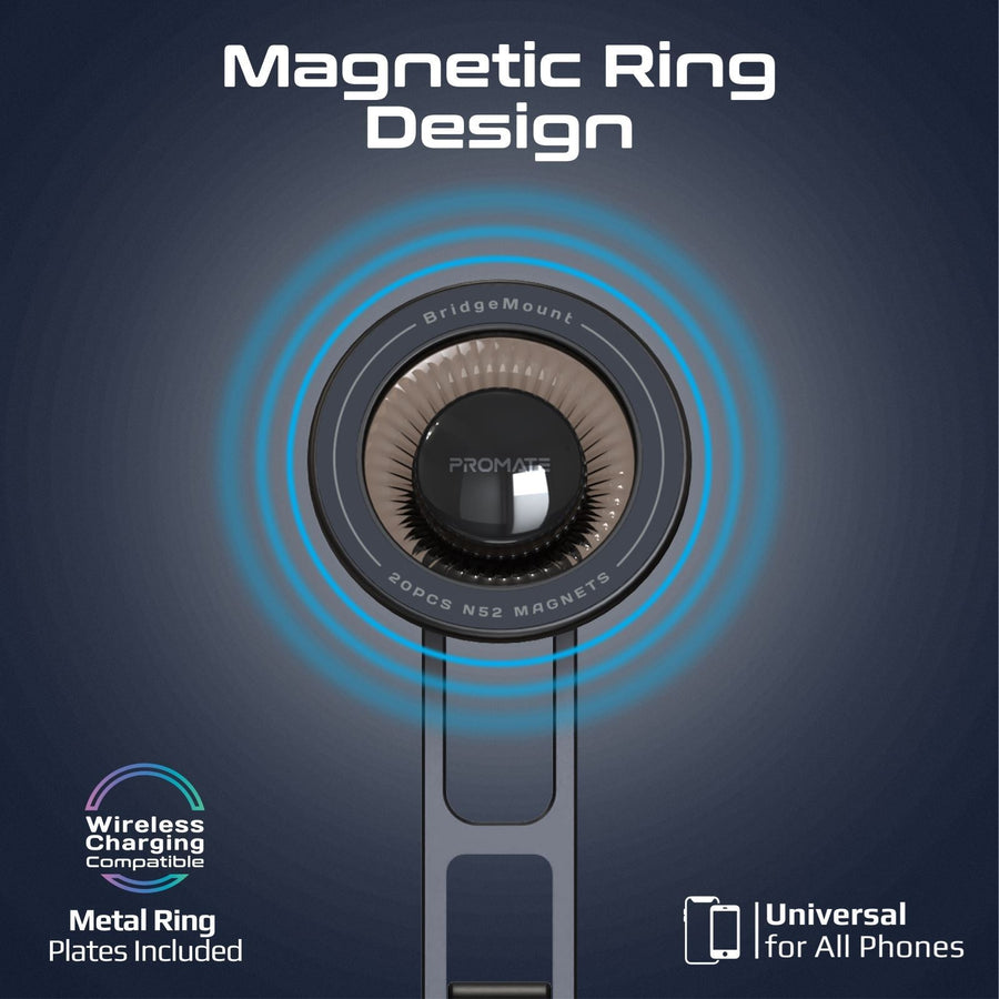 Promate BRIDGEMOUNT - MagGrip 360 Rotatable Smartphone Holder w/ AC Vent Mount. Secure Anti-Slip Mount
