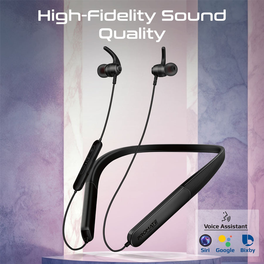 Promate LEAP-200H - SportFit HiFi Wireless NeckBand Earphones 200 Hours Playtime. ENC Noise Reduction