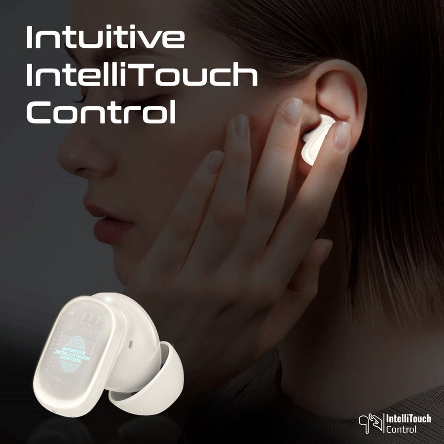 Promate LUSH-PRO-WHT - In-ear HD TWS BT Earbuds Intellitouch & 400mAh Charging Case. Ergonomic Fit