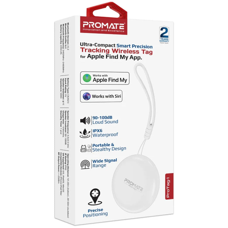 Promate PROTAG-1 - Smart Bluetooth Tracker Tag w/ Smart Precision Positioning. Ultra-compact