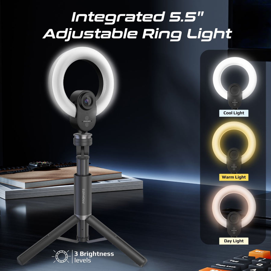 Promate   2K 5MP UHD Webcam with Built-in Microphone