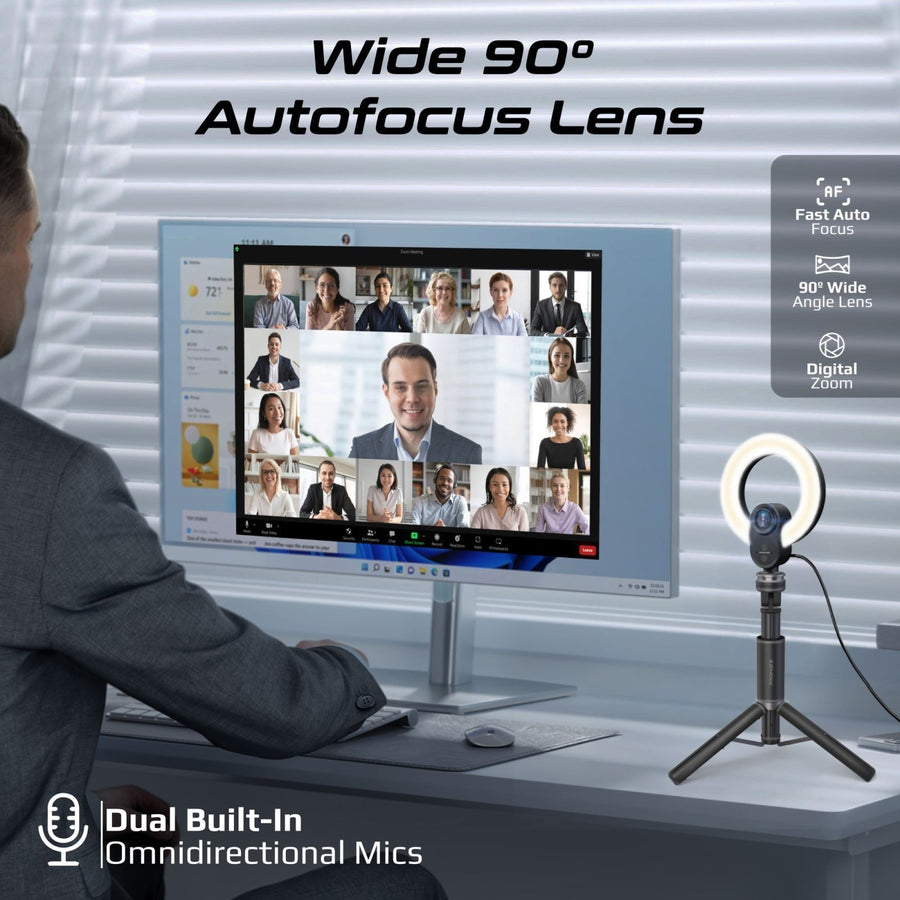 Promate   2K 5MP UHD Webcam with Built-in Microphone
