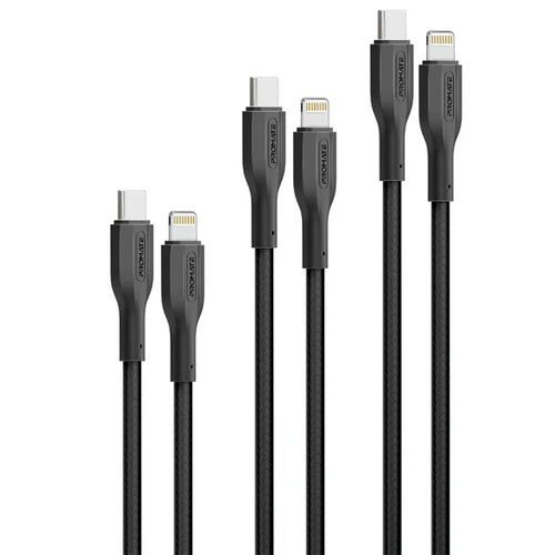 Promate CABLEKIT-CI - 3-Piece 60W PW USB-C to Lightning Cable Kit Includes 0.3M 1.2M & 2M