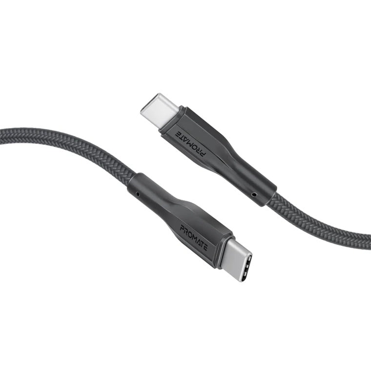 Promate XCORD-CC200-BLK - 2m 60W USB-C to USB-C Super Flexible Cable 3A/20V Supports 3A/20V Charging & 480