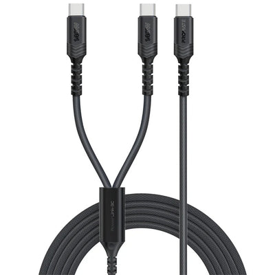 Promate POWERLINK-3C-BLK - 1.4M 140W PD USB-C to Dual USB-C Charging Cable. Black