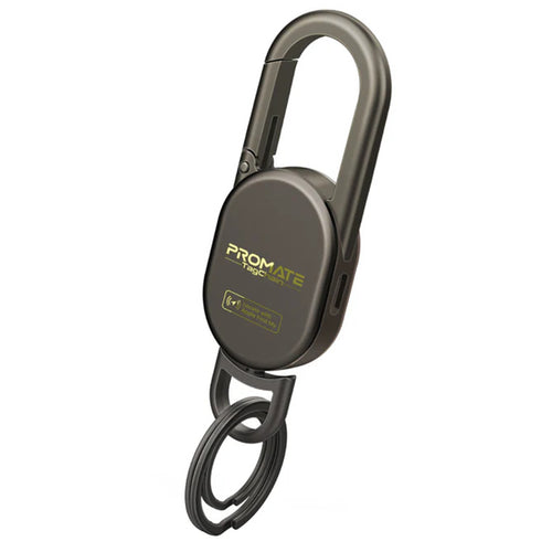 Promate TAGCHAIN-TITAN - Smart Carabiner Keychain with Apple Find my Location. Rechargable Battery Precise