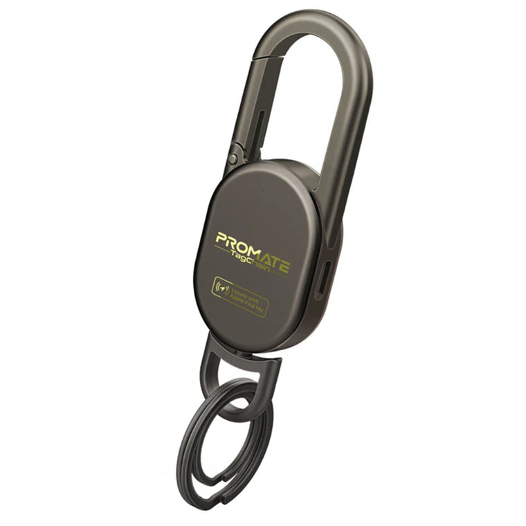 Promate TAGCHAIN-TITAN - Smart Carabiner Keychain with Apple Find my Location. Rechargable Battery Precise