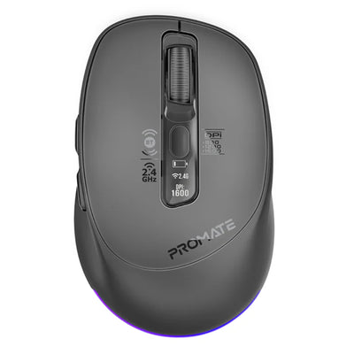 BLIX-3M-BLK - PROMATE Silent-Click Wireless Mouse with Rechargeable Battery. 2.4G & BT Connect