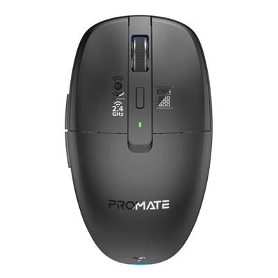 FLIXI-BLK - PROMATE Dual-Mode Wireless Mouse with Rechargeable Battery. 2.4G & BT Connect