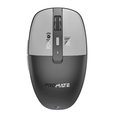 FLIXI-GRY - PROMATE Dual-Mode Wireless Mouse with Rechargeable Battery. 2.4G & BT Connect