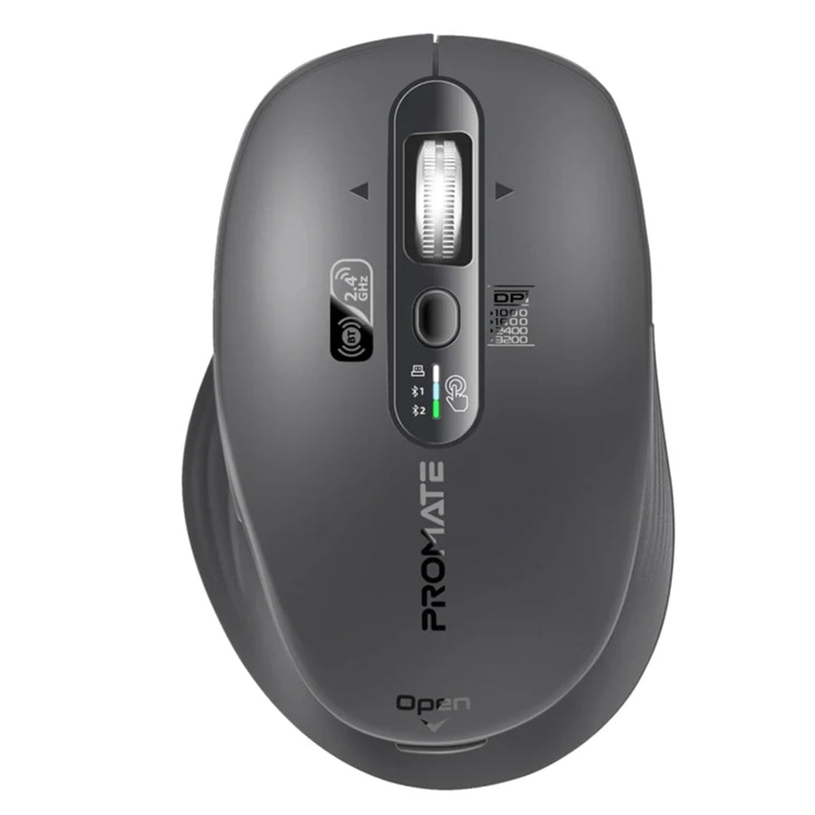 SAMOTRI-BLK - PROMATE Tri-Connect Wireless Mouse with Rechargeable Battery. 2.4G & BT Connect