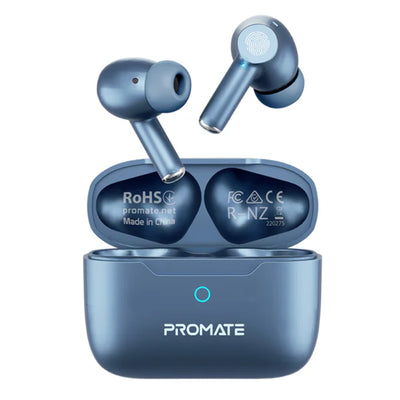 Promate PROPODS-BL - In-Ear HD Bluetooth Earbuds with Intellitouch & 400mAh Charge Case & Microphone