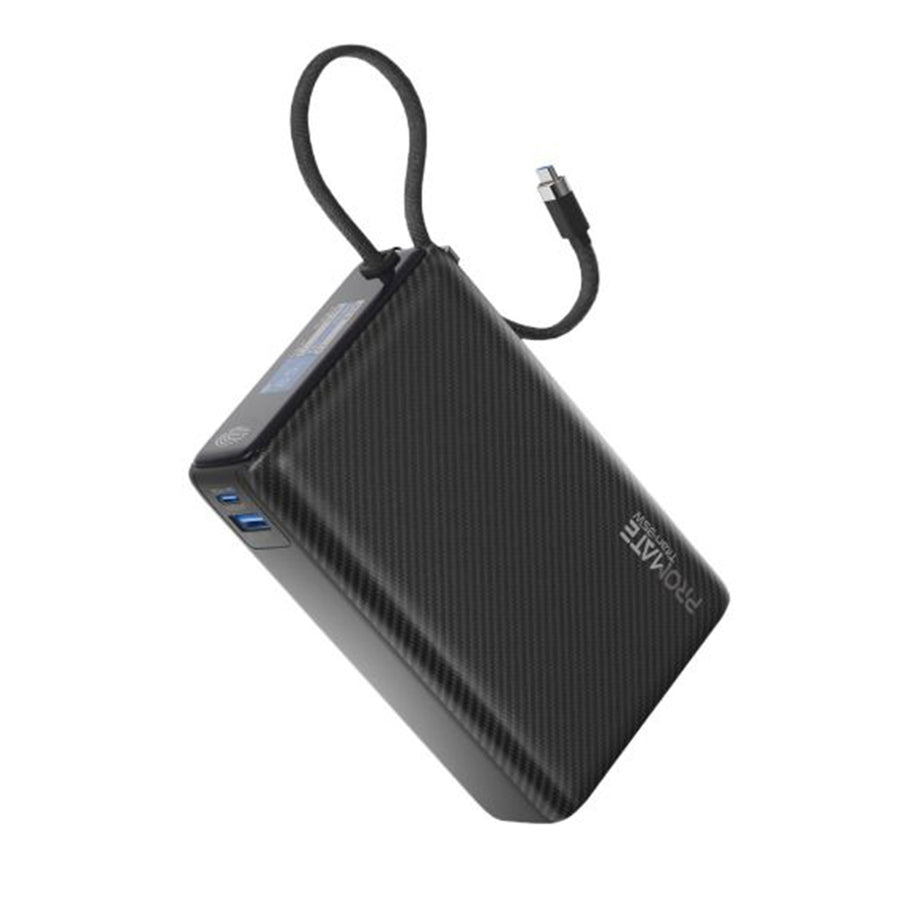 Promate TITAN-35W - 20000mAh Ultra Compact 35W SuperSpeed Power Bank with Built-in USB-C Cable