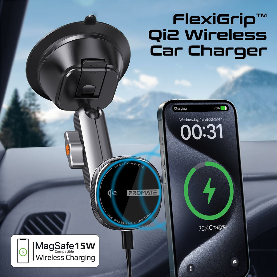 Promate FLEXDRIVE-QI2 - FlexiGrip 15W MagSafe Qi2 Wireless Charger w/ Flexible