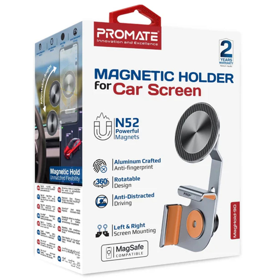 Promate MAGHOLD-90 - SecureGrip Cradleless Magnetic Smartphone Holder on Car Monitor