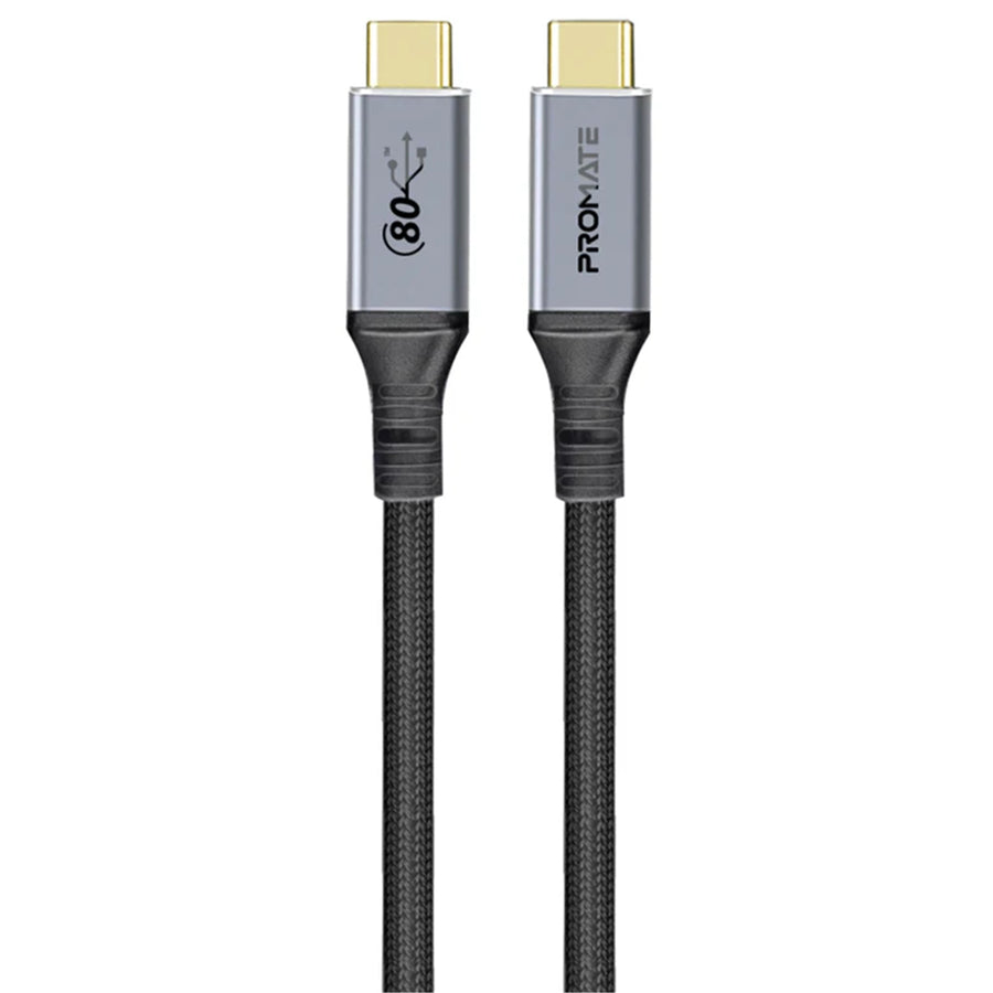 Promate POWERBOLT-80G - 1.2M High-Speed 80Gbps USB4 Cable with 240W PD, 8K@60Hz, Supports Thunderbolt 5