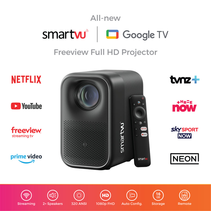 DishTV SmartVU SVPRO1  Google TV Portable Projector Wtih NZ Freeview