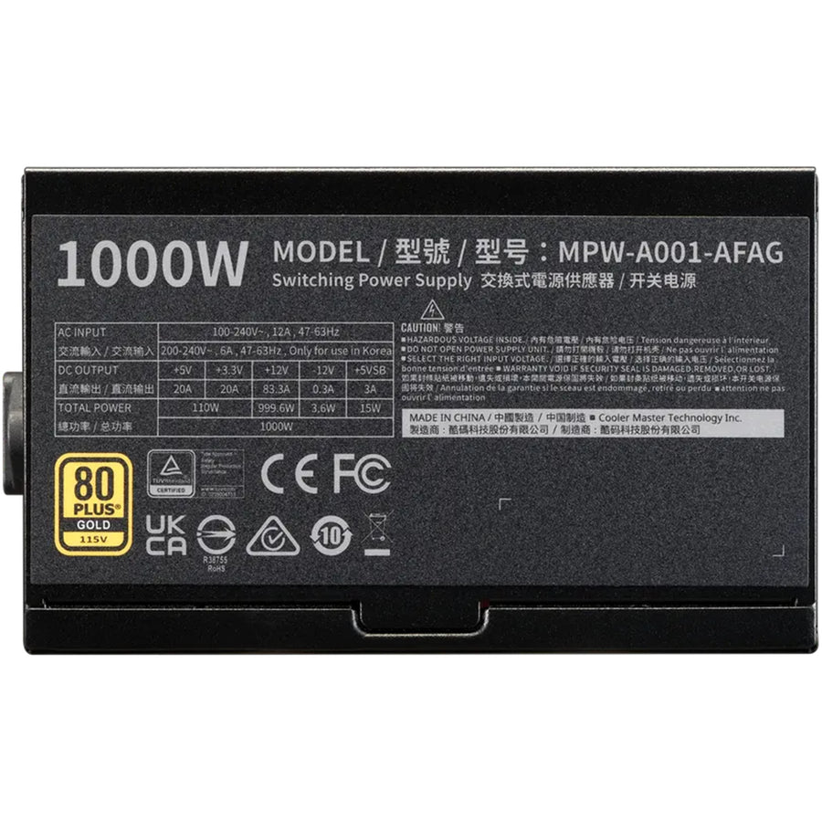 Cooler Master Elite Gold 1000W - Black Power Supply