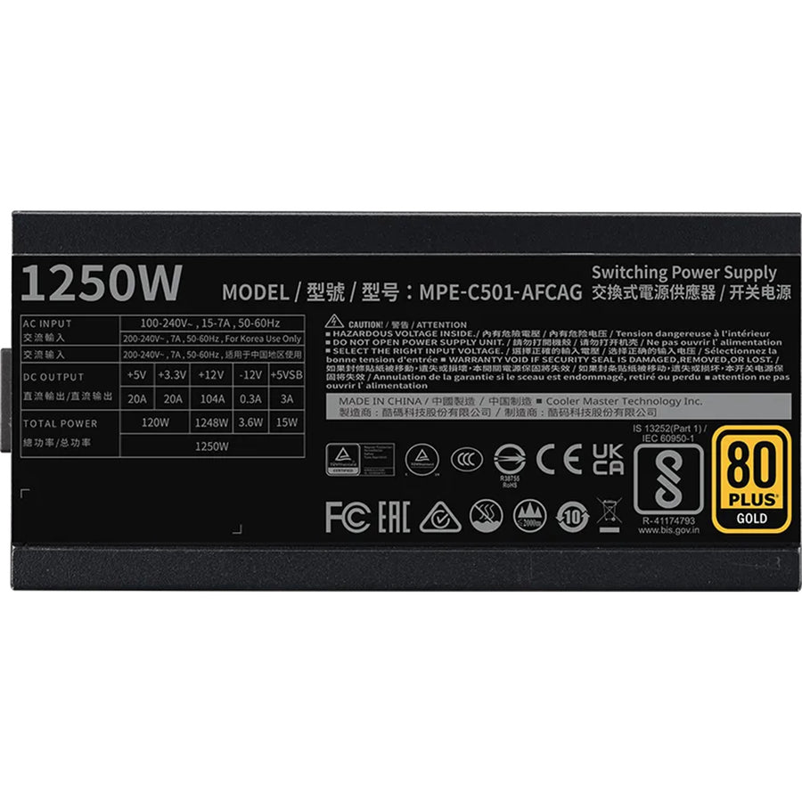 Cooler Master MWE Gold V2 1250W - Black ATX 3.1 Power Supply