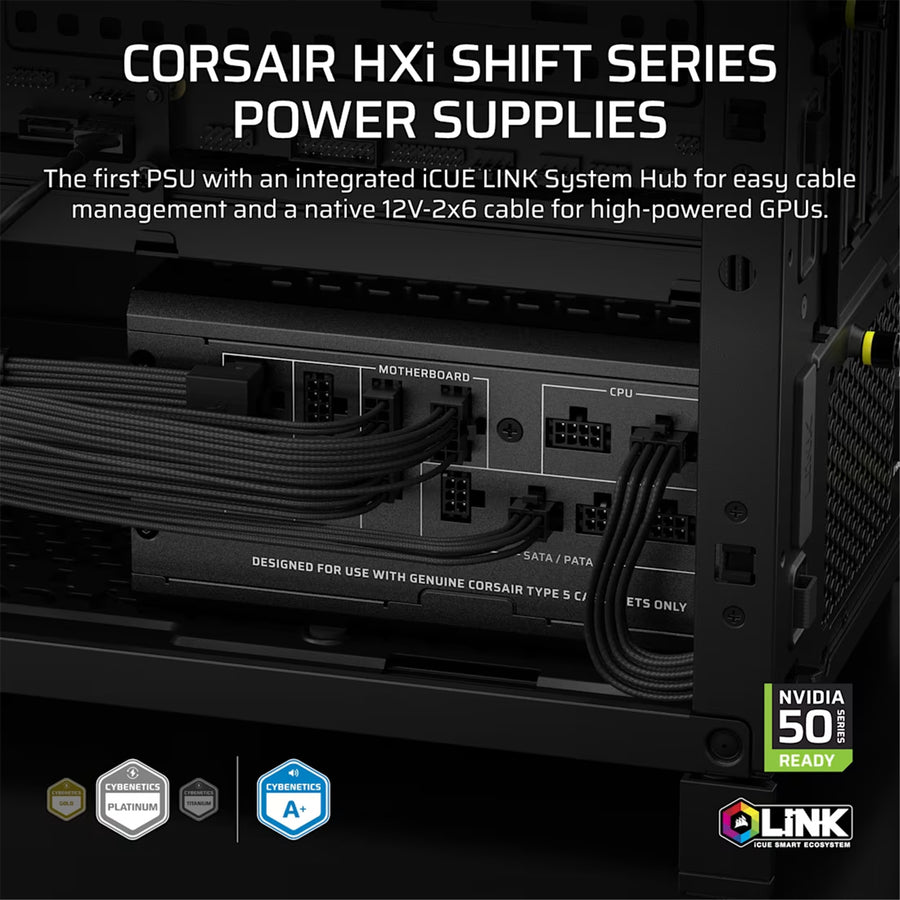 Corsair HXi Series HX1000i SHIFT 1000W Platinum ATX 3.1 Power Supply