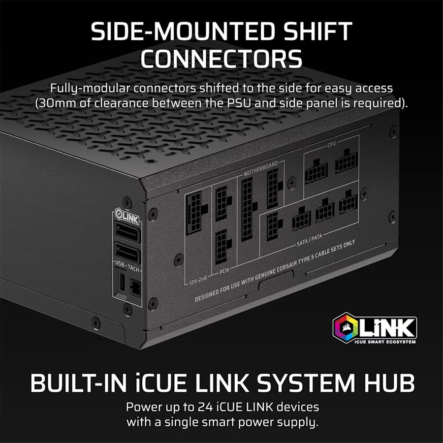 Corsair HXi Series HX1000i SHIFT 1000W Platinum ATX 3.1 Power Supply