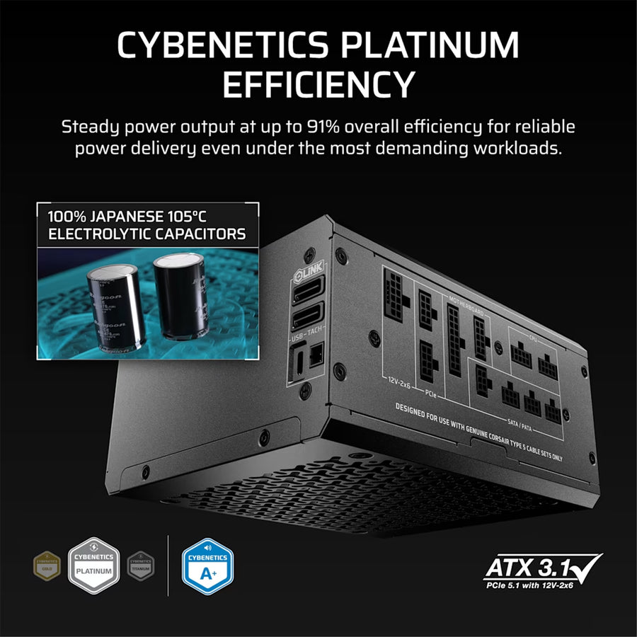Corsair HXi Series HX1000i SHIFT 1000W Platinum ATX 3.1 Power Supply