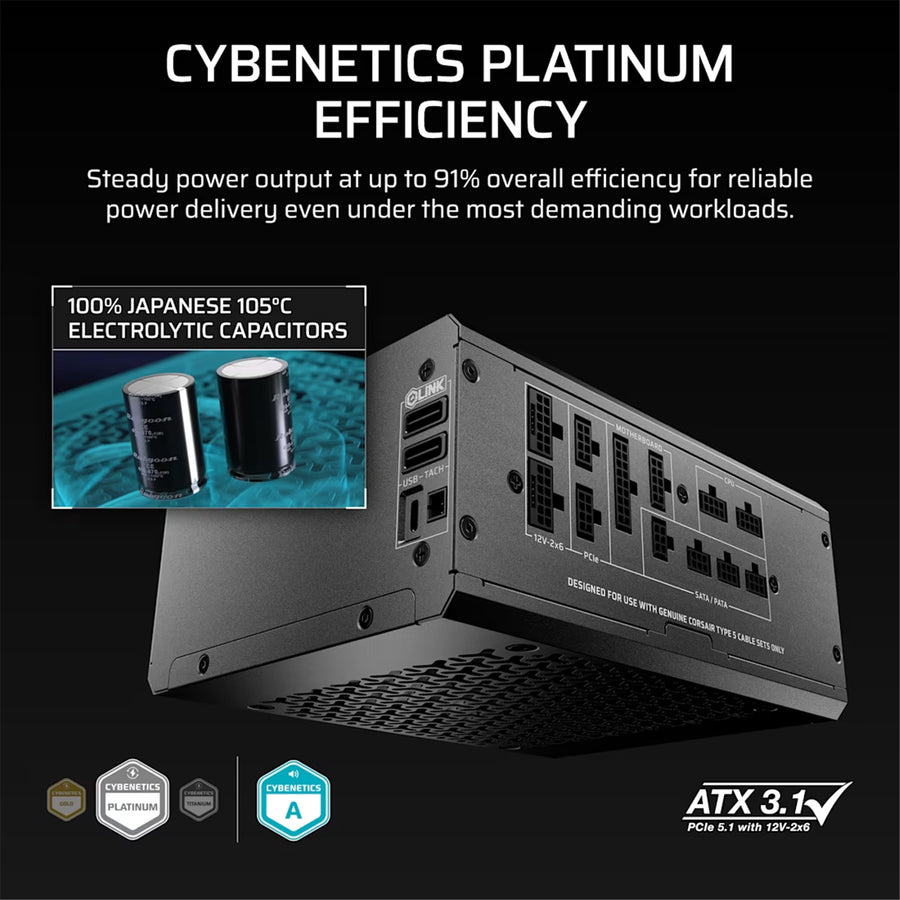Corsair HXi Series HX1500i SHIFT 1500W Platinum ATX 3.1 Power Supply