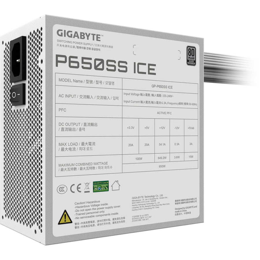 Gigabyte P650SS ICE White 650W ATX 3.1 ready Power Supply