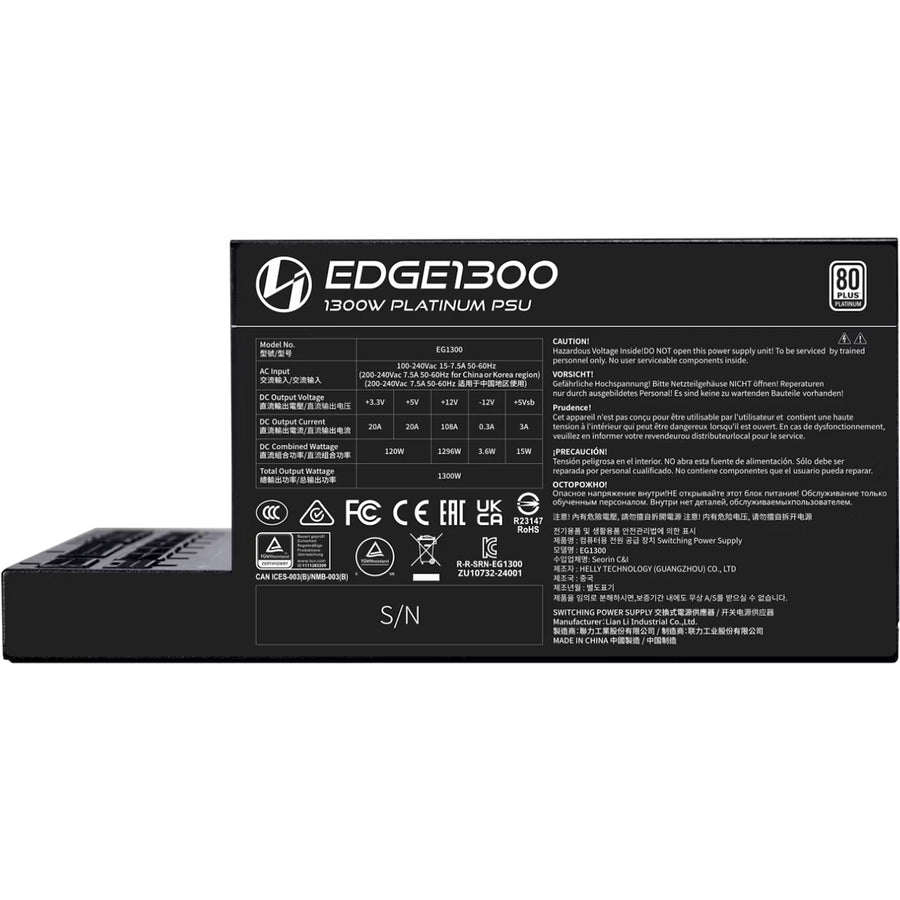 Lian Li Edge 1300W Black 80 Plus Platinum Power Supply