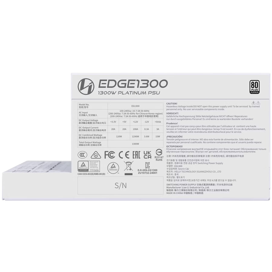 Lian Li Edge 1300W White 80 Plus Platinum Power Supply