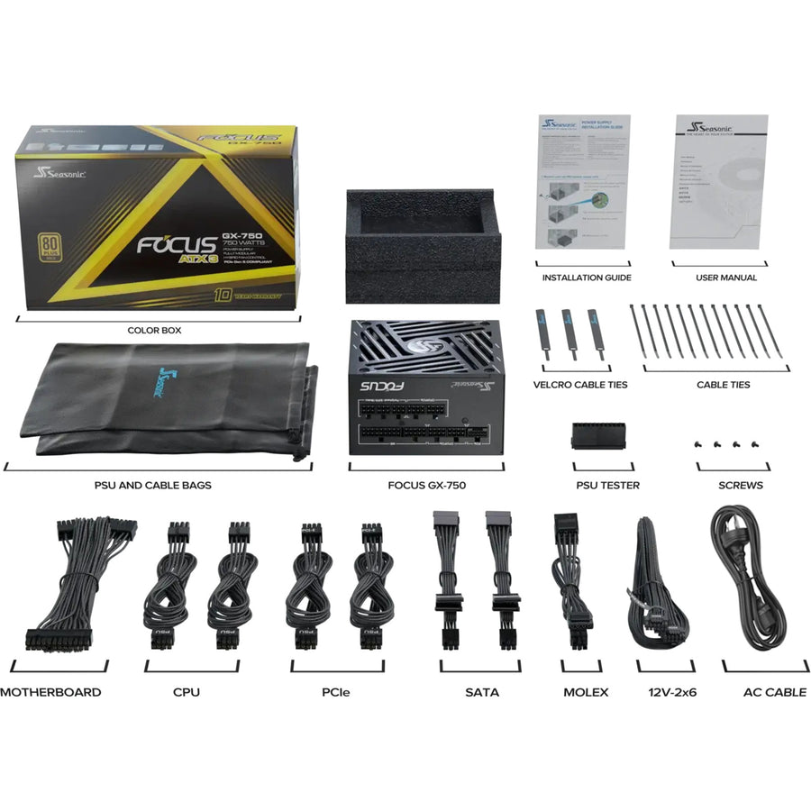 Seasonic Focus GX-750 V4 ATX 3.1 750W 80 Plus Gold Black ATX Power Supply
