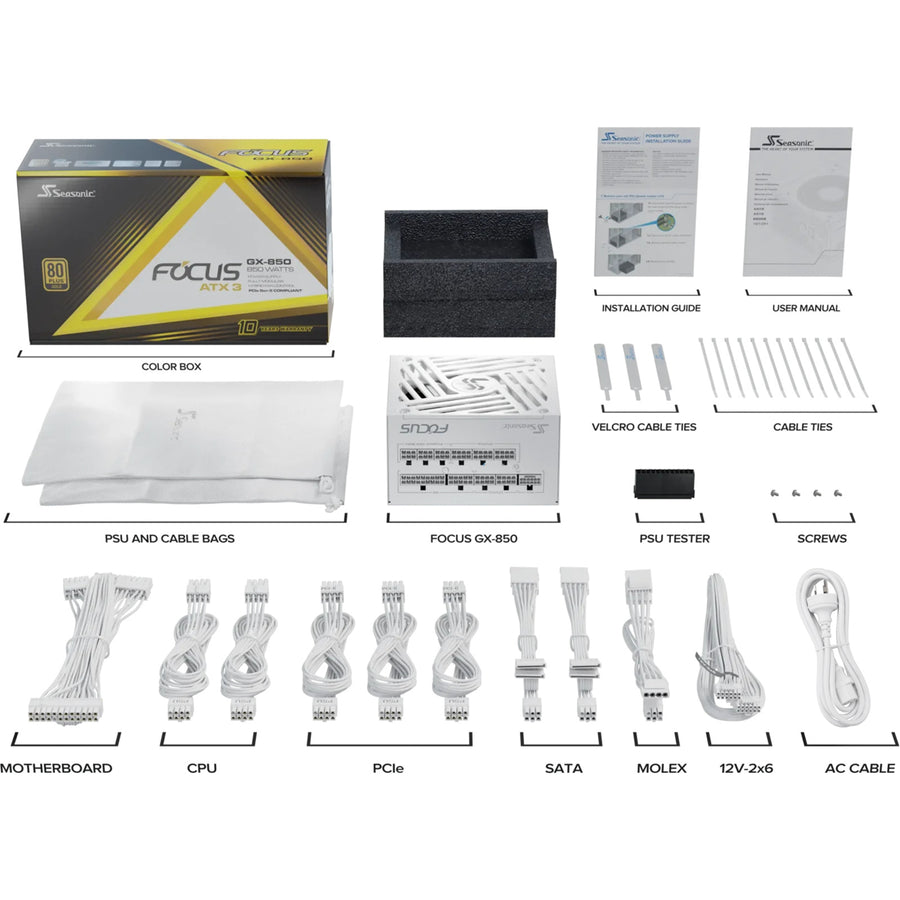 Seasonic Focus GX-850 V4 ATX 3.1 850W 80 Plus Gold White ATX Power Supply