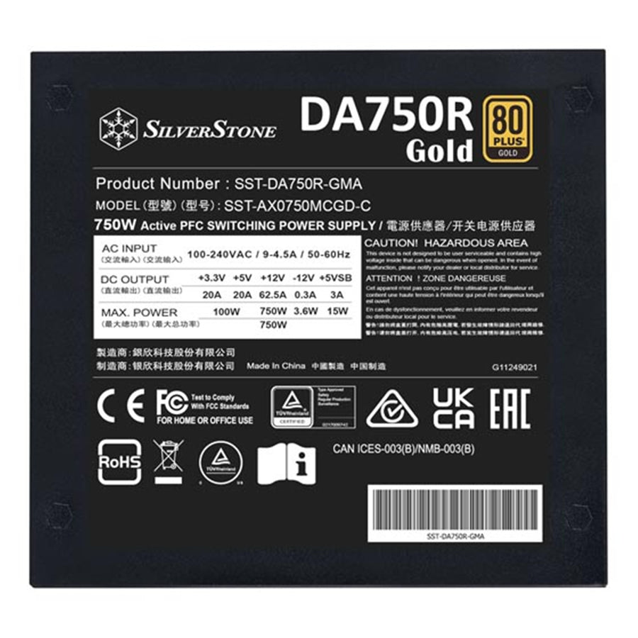 SST-DA750R-GMA - Silverstone DA750R-G Decathlon Gold Gen5 750W Modular ATX PSU 5yr wty