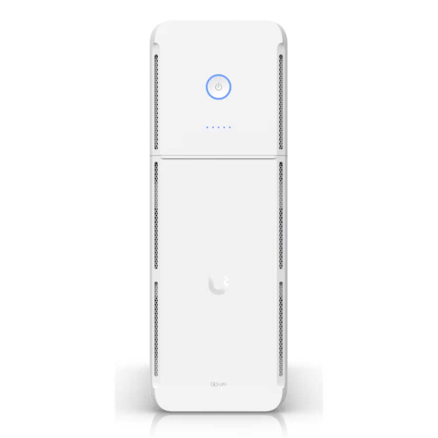 Ubiquiti UniFi UPS Tower, UniFi managed 1kVA uninterruptible power supply with 5 backup outlets 5 surge outlets and hot swappable battery, 108Wh, half load (300W) runtime of 7 minutes