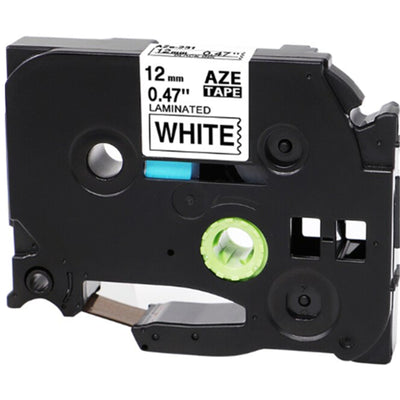 Compatible for Brother ZBRTZ231 - TZe-231 Compatible 12mm x 8m Black on White Adhesive Laminated Tape for Brother