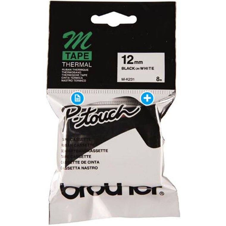 Brother Genuine MK231 Labelling Tape 12mm wide, 8m long for PTM95, PT55, PT65, PT85, PT90, PT100