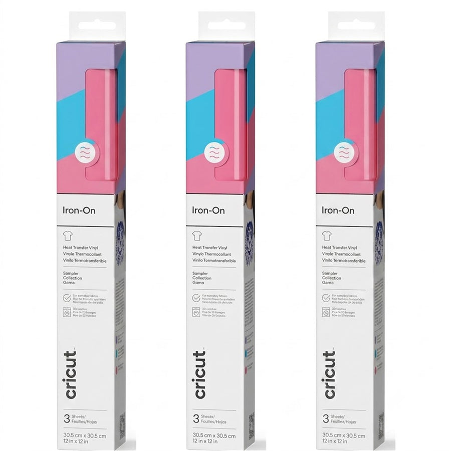 Cricut Everyday Iron On  12 x 12" 3 Sheets  (3pcs Value Pack) Includes Lilac, Sky Blue, Pink - HTV Vinyl