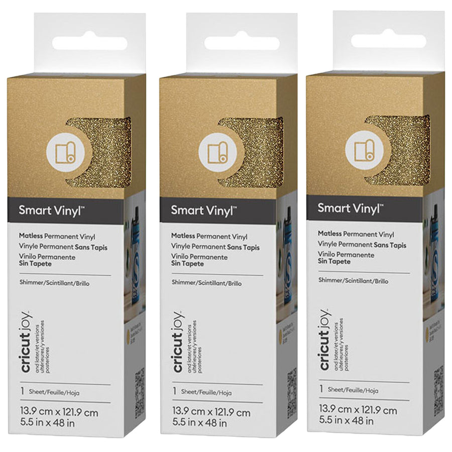 Cricut Everyday Joy Smart Permanent Vinyl 5.5"X48" / Shimmer Gold (3pcs Value Pack)