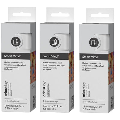 Cricut Everyday Joy Smart Permanent Vinyl 5.5"X48" / White (3pcs Value Pack)