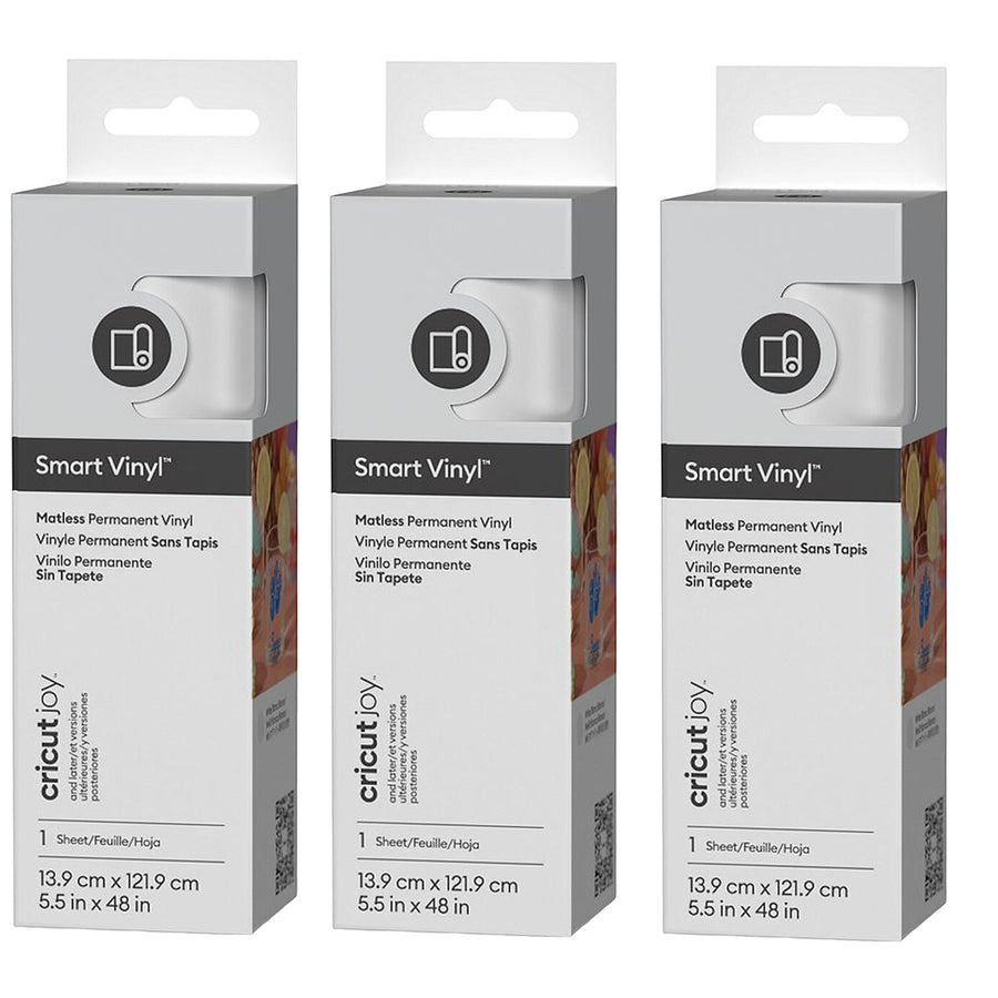 Cricut Everyday Joy Smart Permanent Vinyl 5.5"X48" / White (3pcs Value Pack)