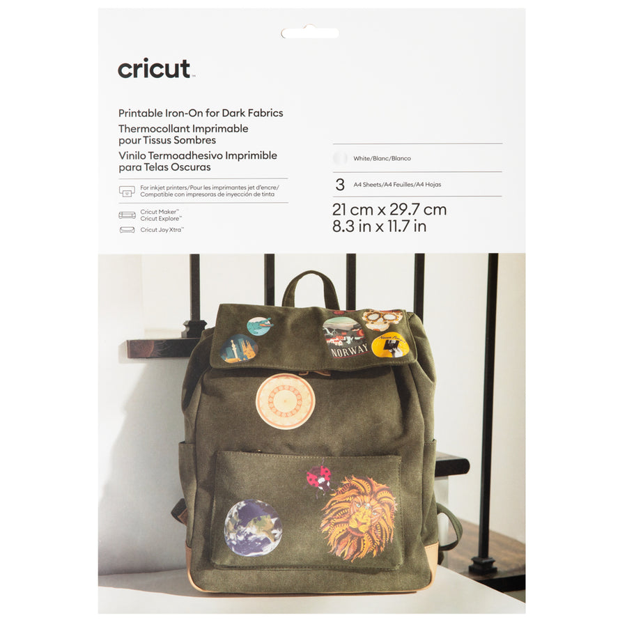 Cricut Everyday A4 Printable Iron On  8.3"X11.7" / Dark Fabric  (3 Sheets)