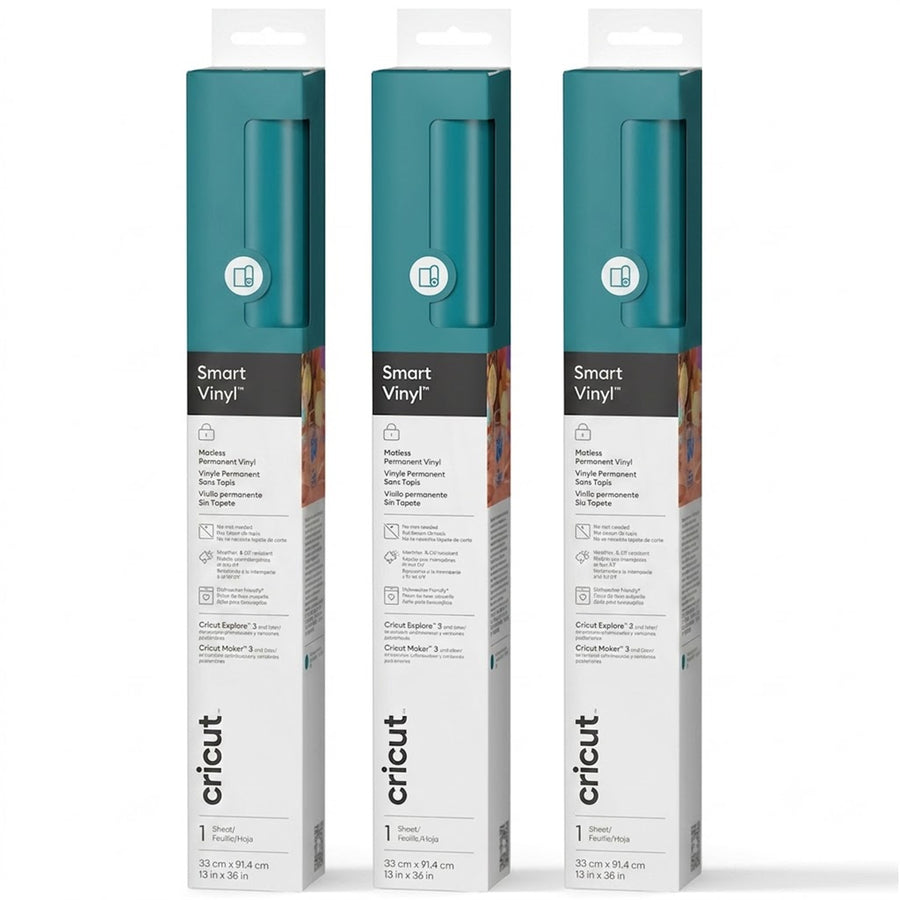 Cricut PTACRI0026B Cricut Everyday Smart Vinyl Permanent 13"X36" / Aqua (3pcs Value Pack)