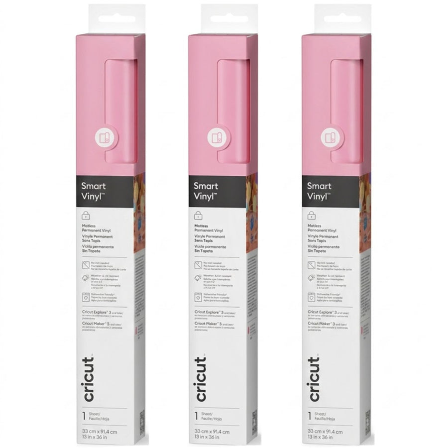 Cricut Everyday Smart Vinyl Permanent 13"x 36"/ Light Pink (3pcs Value Pack)