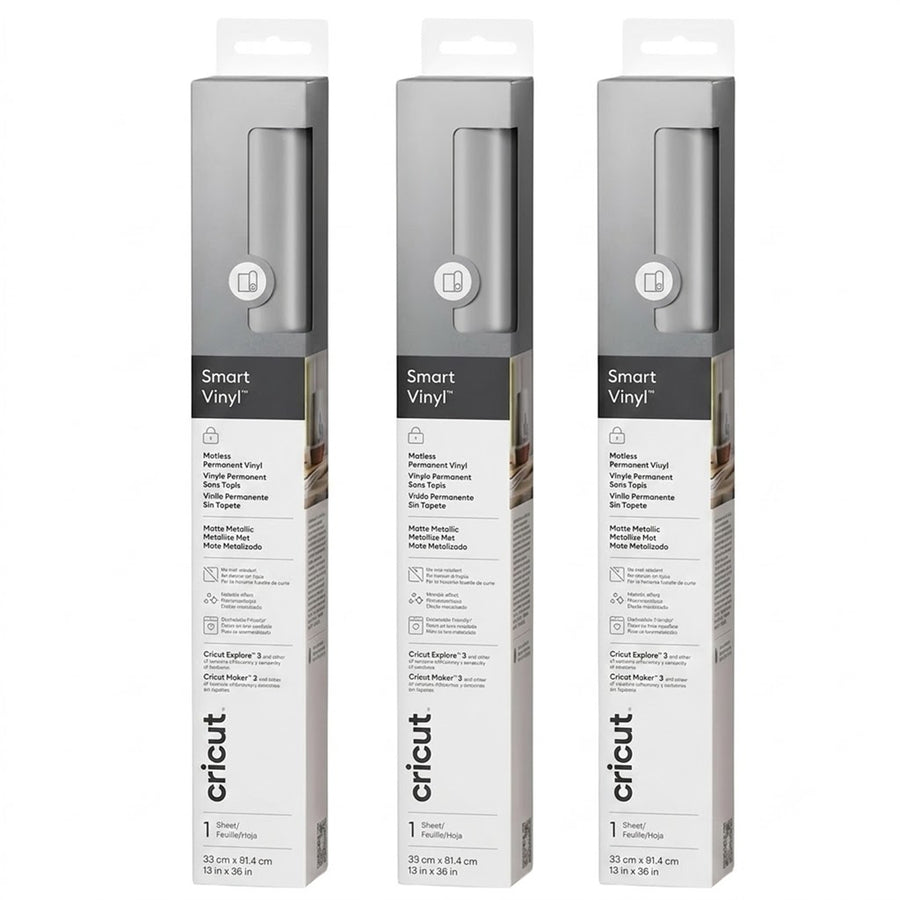 Cricut Everyday Smart Vinyl Permanent Matless 13"X36" / Matt Silver (3pcs Value Pack)