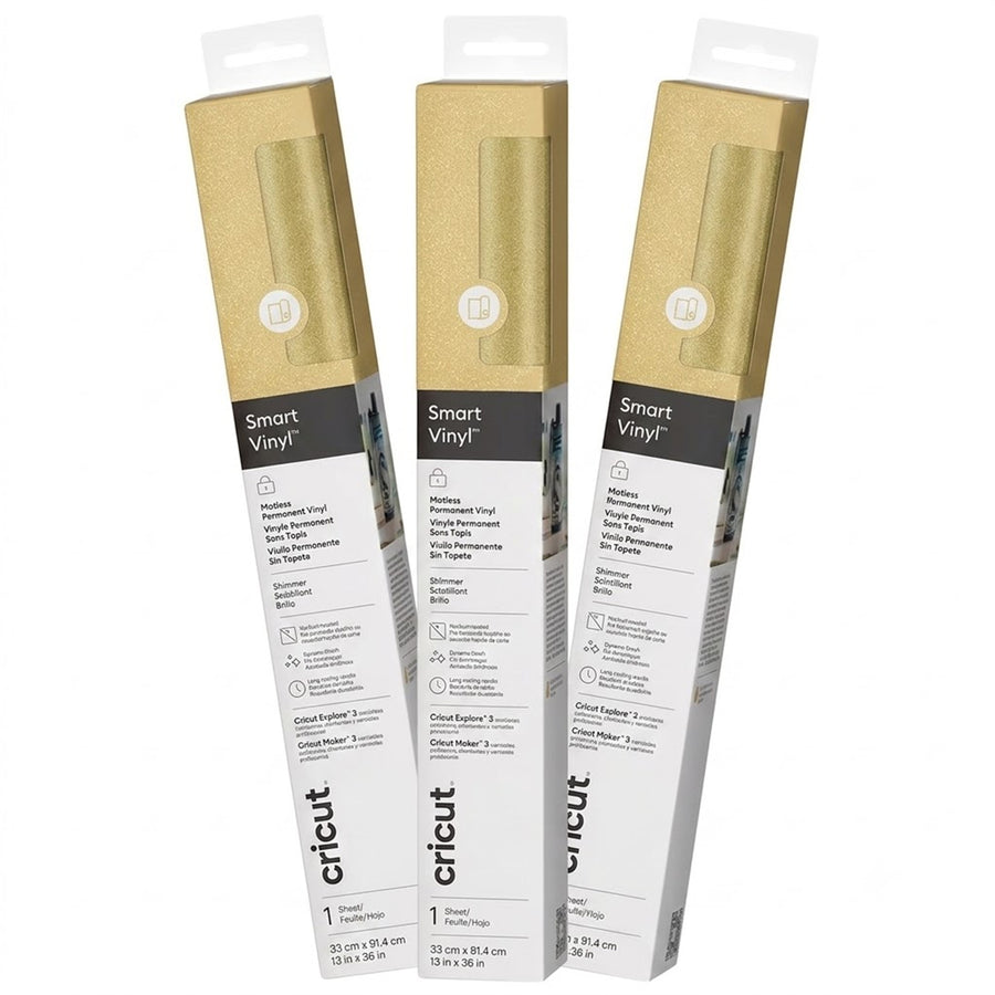 Cricut Everyday Smart Vinyl  Permanent 13"X36"  / Shimmer Gold (3pcs Value Pack)