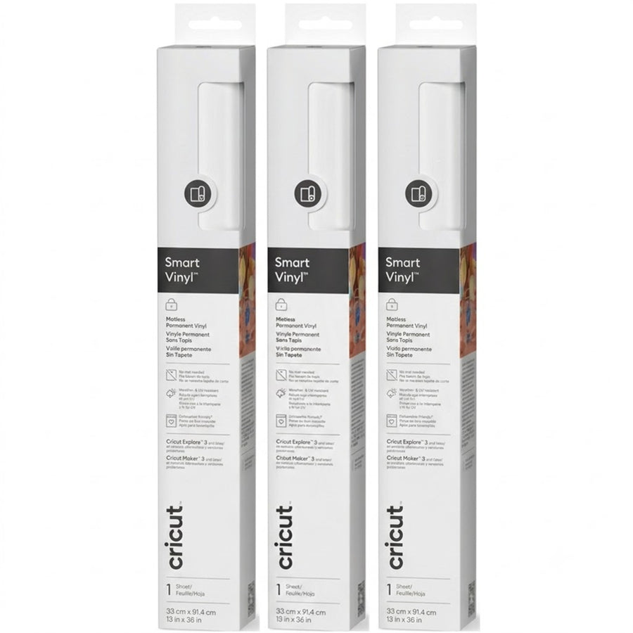 Cricut Everyday Smart Vinyl  Matless Permanent Vinyl 13"x36" White (3pcs Value Pack)